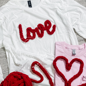 Love Red Chenille Chunky Yarn Tee