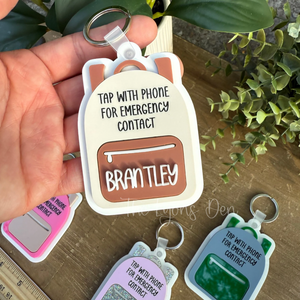 NFC Personalized Backpack Tag Programmed with Emergency Contact