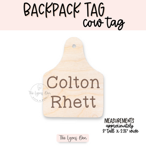 Cow Tag Wooden Backpack Tag