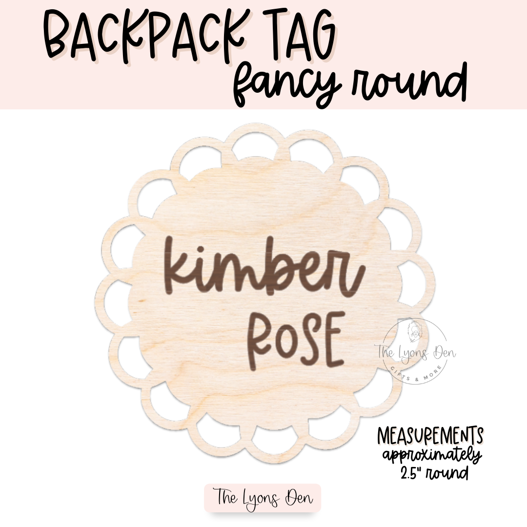 Fancy Round Backpack Tag