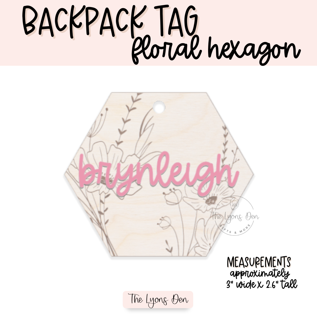 Floral Hexagon Backpack Tag