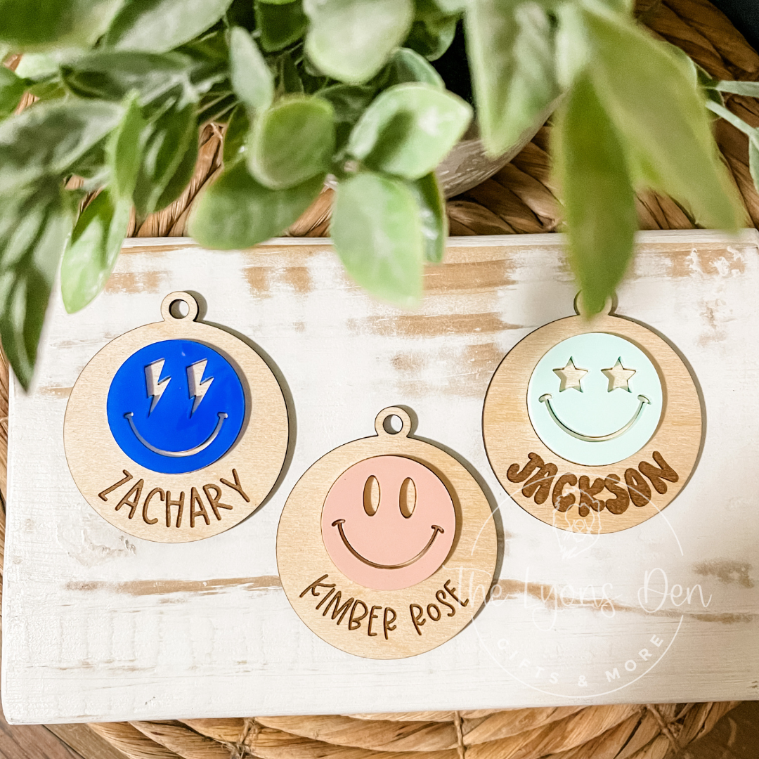 Smiley Face Backpack Tags