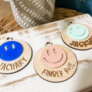 Smiley Face Backpack Tags