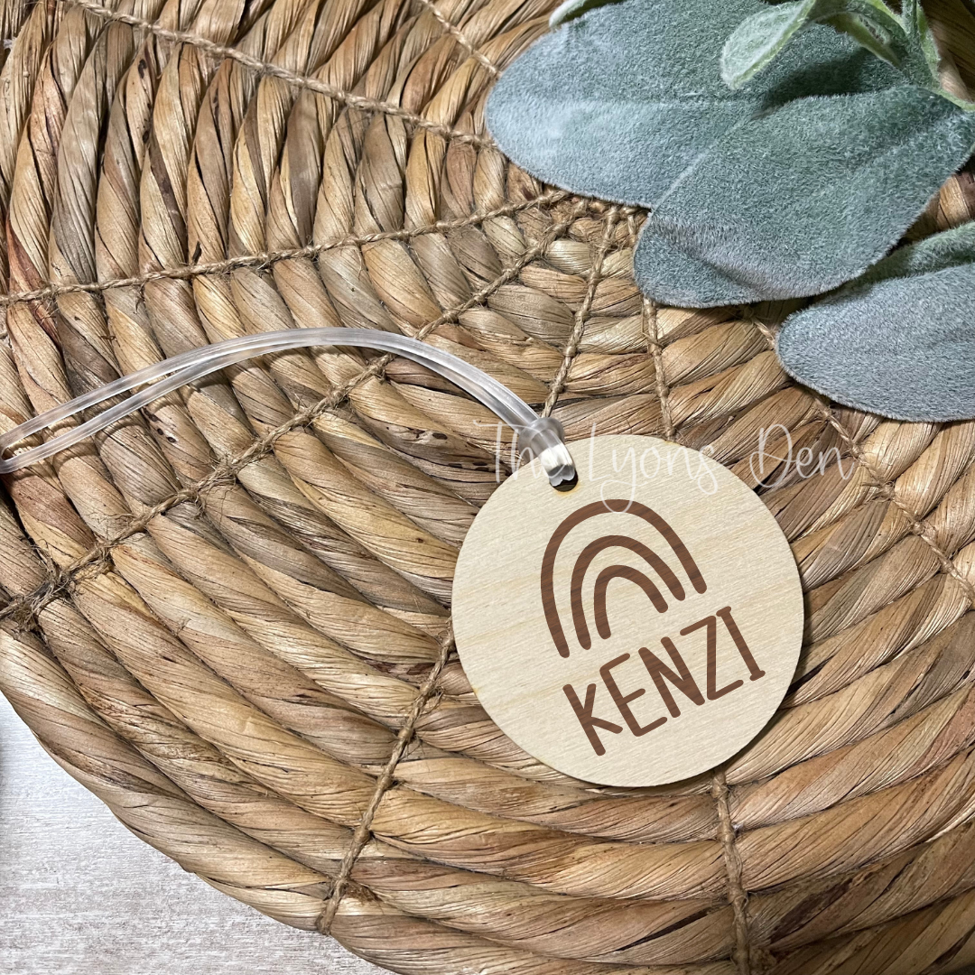 Wooden Engraved Backpack Tags