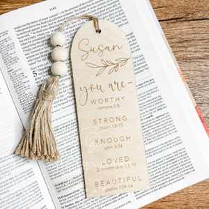 "You Are" Wooden Bookmarks With Beaded Tassel