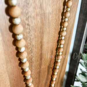 Wood + Gold Beaded Lanyard