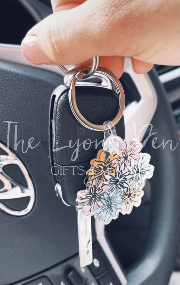 TLD Floral Keychain