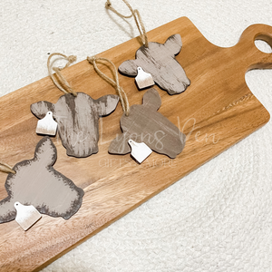 Rustic Cow Head Ornaments