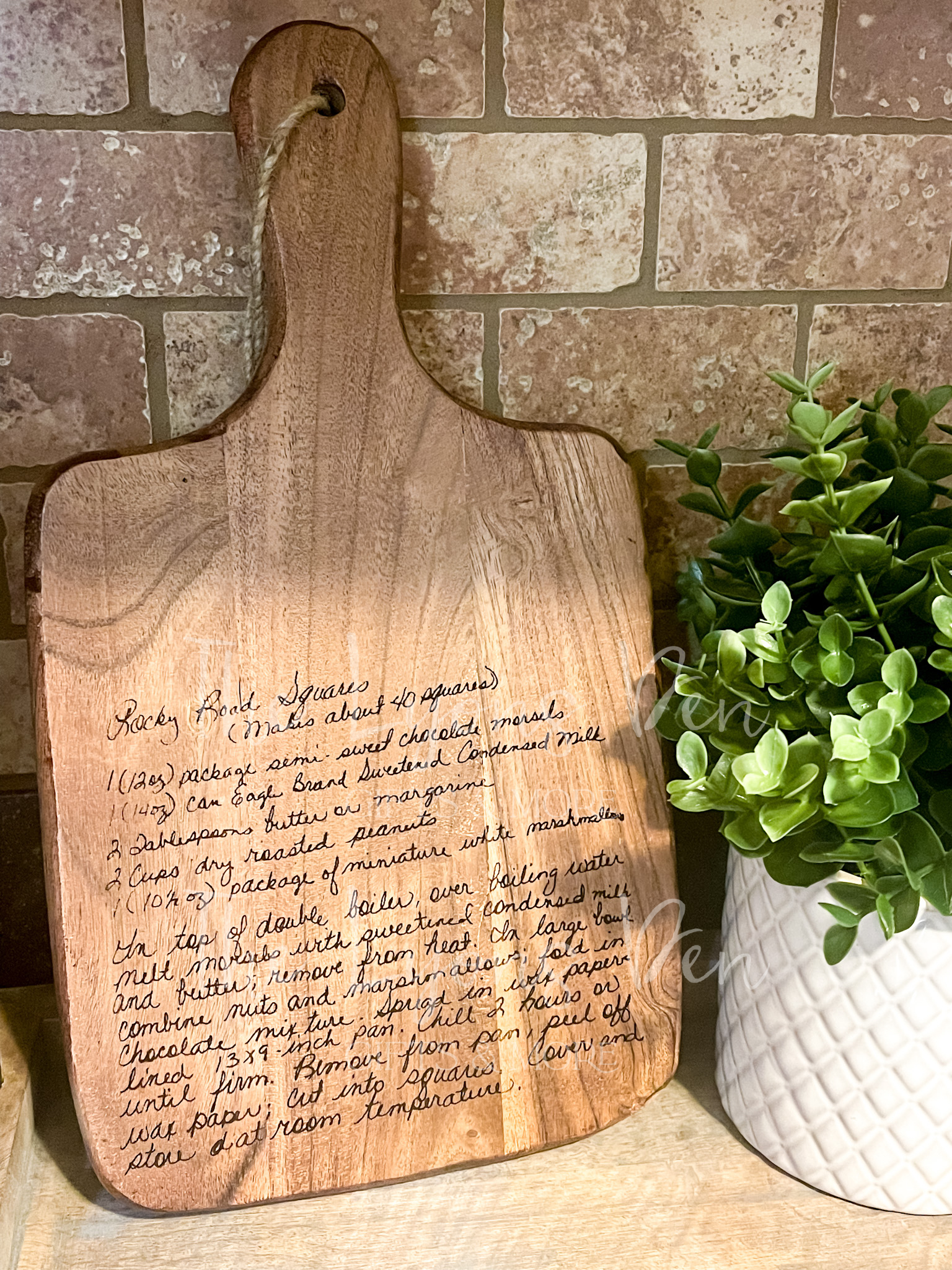 Handwriting Cutting Board - Personalized - Leather Handle — Lovely